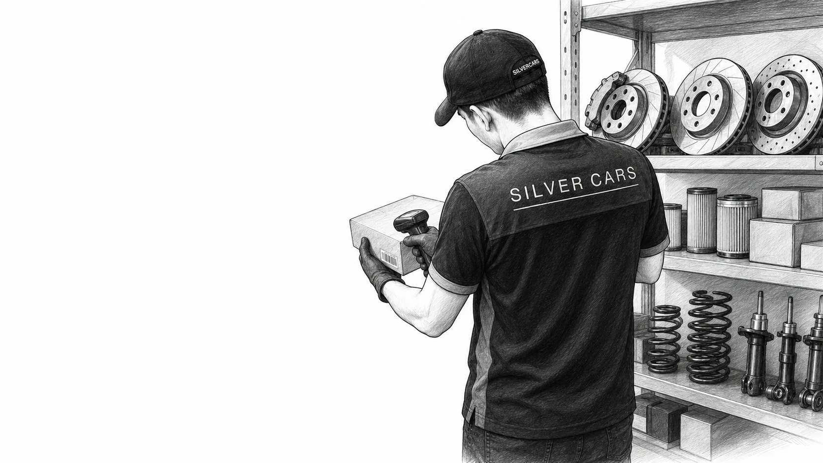 Ilustración de verificación de repuestos por número de chasis en Silver Cars.